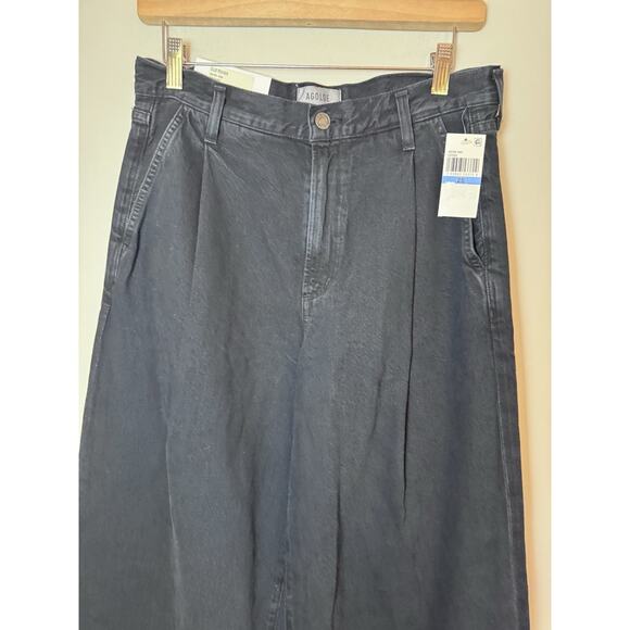Agolde Ellis Wide Leg Denim Trouser - Crushed Black Sz 25 $268 - Picture 12 of 16